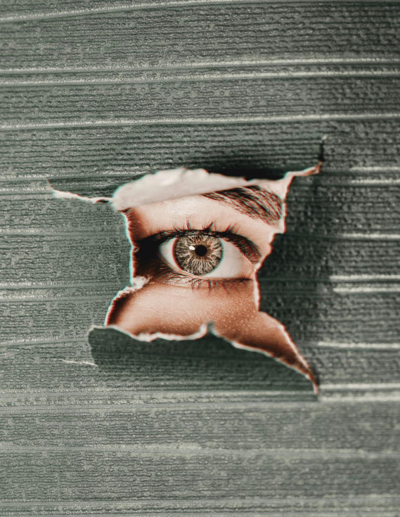 Brown Human Eye staring through wall